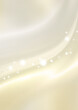 サテン光沢の曲線　キラキラと白いドット　背景素材（シャンパンゴールド）縦