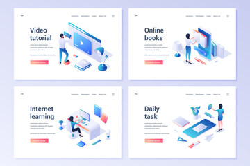 Poster - Set of website templates with online educational resources