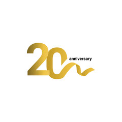 Wall Mural - 20 Years Anniversary Celebration Gold Ribbon Vector Template Design Illustration
