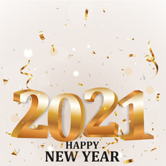 Wall Mural - Happy New year banner with gold confetti