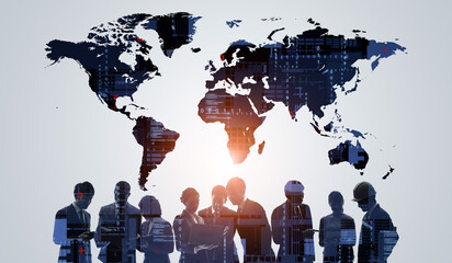 Fototapete - Global business network concept. Group of businessperson. Teamwork. Human resources.