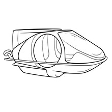 Submarine Sketch, Coloring Book, Cartoon Illustration, Isolated Object On White Background, Vector,