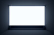 © Виталий Сова - 3D illustration mock up of a white screen in black room  . Design, illustration for web banner, web and mobile, infographic. Application presentation concept