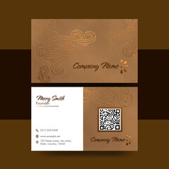 Canvas Print - Business Or Visiting Card Set In Bronze And White Color.