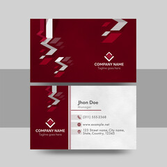 Canvas Print - Red And White Business Card Design With Double-Sides Presentation.