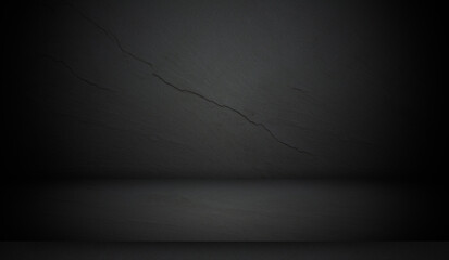 Wall Mural - empty dark slate wall texture background with gradient studio spotlight for display products