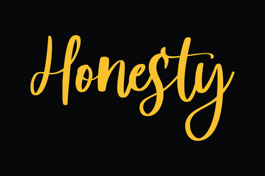Honesty Typography Yellow Color Text On Black Background