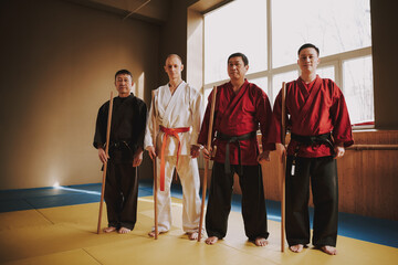 Wall Mural - People came to training with karate. 