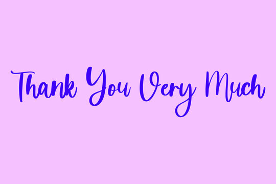 Thank You Very Much Typography Purple Color Text On  Light Pink Background 