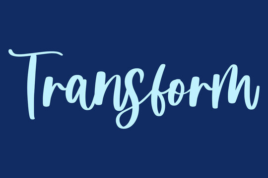 Transform Handwritten Font Cyan Color Text On Navy Blue Background