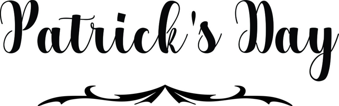 Patrick's Day Bold Calligraphy Black Color Text On White Background