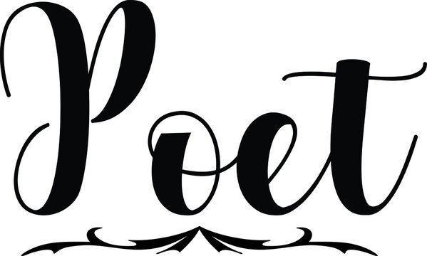 Poet Bold Calligraphy Black Color Text On White Background