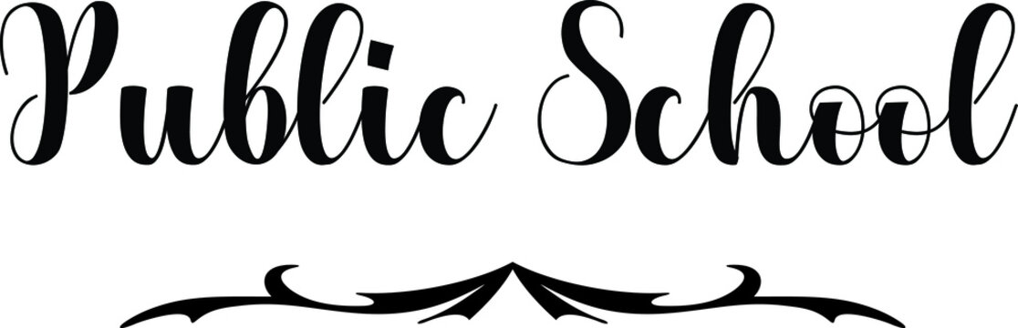 Public School Bold Calligraphy Black Color Text On White Background