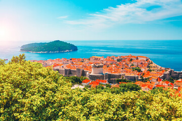 Fototapete - Incredible view at famous european city of Dubrovnik - Fort Bokar.