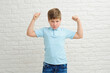 © yana_novak22 - portrait of a boy of European appearance on a light background, blond boy 9 years old. Funny strong child
