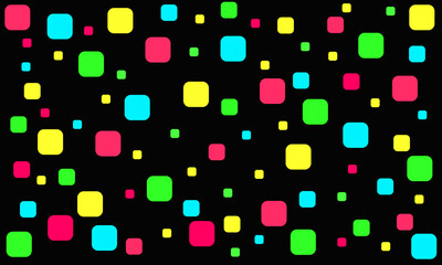 Poster - Red, green, blue and yellow squares on a black background