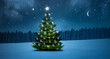 Weihnachtsbaum in einer Kalten Winternacht im Wald