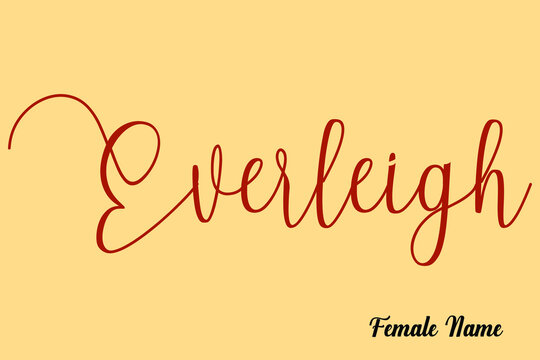 Everleigh-Female Name Typography Dork Yellow Color Text on Light Yellow Background