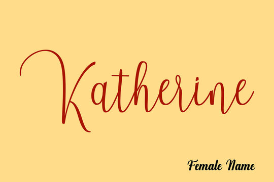  Katherine-Female Name Typography Dork Yellow Color Text on Light Yellow Background