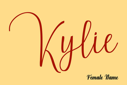 Kylie-Female Name Typography Dork Yellow Color Text on Light Yellow Background