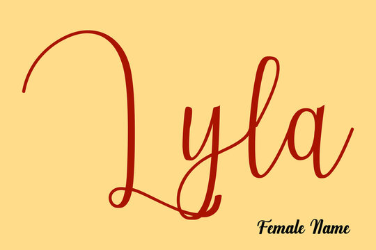 Lyla-Female Name Typography Dork Yellow Color Text on Light Yellow Background