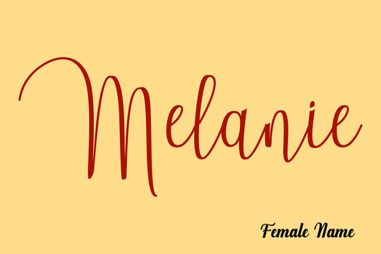  Melanie-Female Name Typography Dork Yellow Color Text on Light Yellow Background