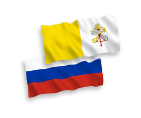 Flags of Vatican and Russia on a white background