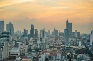 Bangkok/Thailand-10 Jan 2020:PM 2.5 Air pollution of bangkok city thailand.Bangkok City the capital of Thailand.World problem