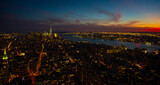 Fototapeta Uliczki - New York Manhattan skyline top view during autumn sunset with amazing colors and sights of skyscrapers
