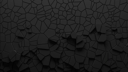 Wall Mural - Abstract animation of voronoi blocks moving and extruding. Minimal dark clean corporate background. 3D geometric wall loop motion. Polygonal elements cycling displacement video.