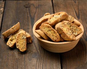 Canvas Print - pieces of baked italian christmas biscotti cookies