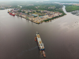 June, 2020-Arkhangelsk. View of the port 