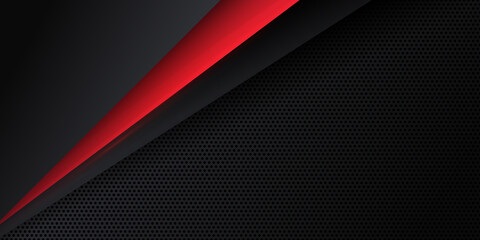 Abstract black red grey metallic carbon neutral overlap red light hexagon mesh design modern luxury futuristic technology background vector illustration.
