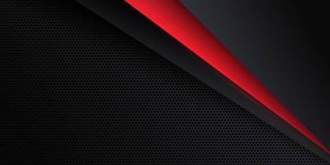 Abstract black red grey metallic carbon neutral overlap red light hexagon mesh design modern luxury futuristic technology background vector illustration.