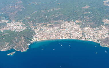 Wall Mural - Aerial view over Ozdere coastal resort town in Izmir province in Turkey.