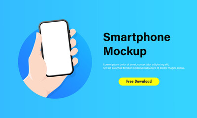 Poster - Smartphone blank screen, phone mockup. Template for infographics or presentation UI design interface. Vector EPS 10. Isolated on background