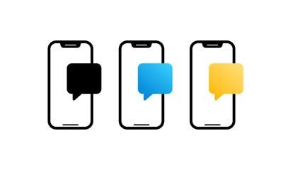 Poster - Smartphone with dialog window illustration. Message window. Mobile phone live chat. Dialogues mockup. Vector EPS 10. Isolated on white background