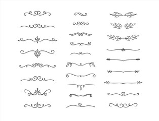 Wall Mural - eelegant hand drawn flower ornament text dividers, arrows swirls, scrolls and laurel design elements