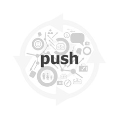 Poster - Text push on digital screen. business concept . Icon and button set