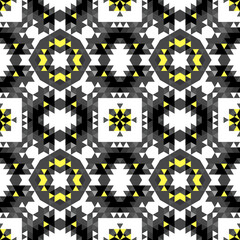 Poster - Abstract seamless pattern of simple geometric shapes. Bright shades of colors.