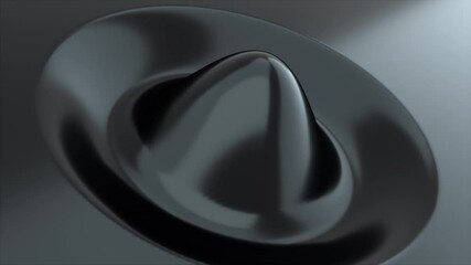 Poster - Abstract black shape with impulse circular waves, computer generated. 3d rendering of fractal background