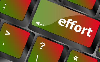 Poster - effort word on keyboard key, notebook computer button