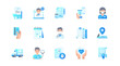© Anastasiia Neibauer - Set of flat vector icons for website, mobile app or graphic design. Medical support, online health care, health insurance, pharmacy, medical services modern elements