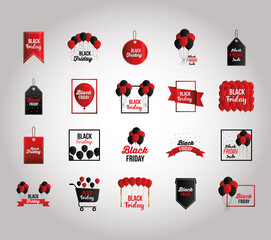 Wall Mural - set icons of black friday lettering