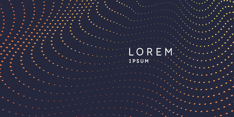 Poster - Vector abstract background with dynamic waves, line and particles.