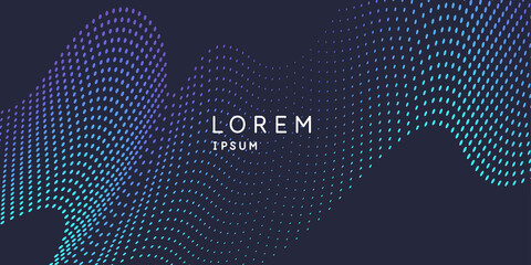 Poster - Vector abstract background with dynamic waves, line and particles.