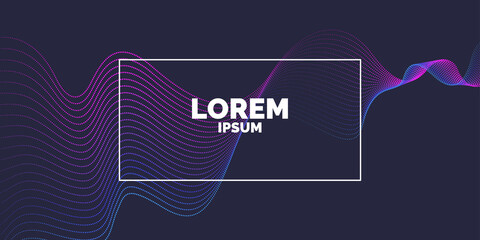 Poster - Vector abstract background with a colored dynamic waves, line and particles.