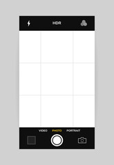 Wall Mural - phone camera interface vertical view. mobile app application. photo shooting. vector illustration gr