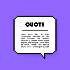 Fototapete - Pixel geometric speech bubble with text expression isolated on violet background. Space for quote and text. Modern vector illustration
