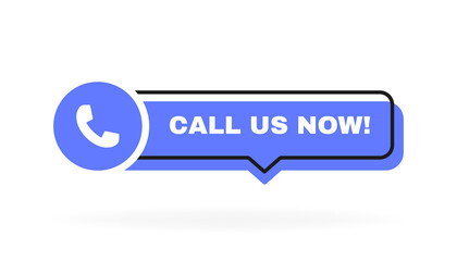 Poster - Call us now geometric badge with phone emblem. Modern flat style vector illustration
